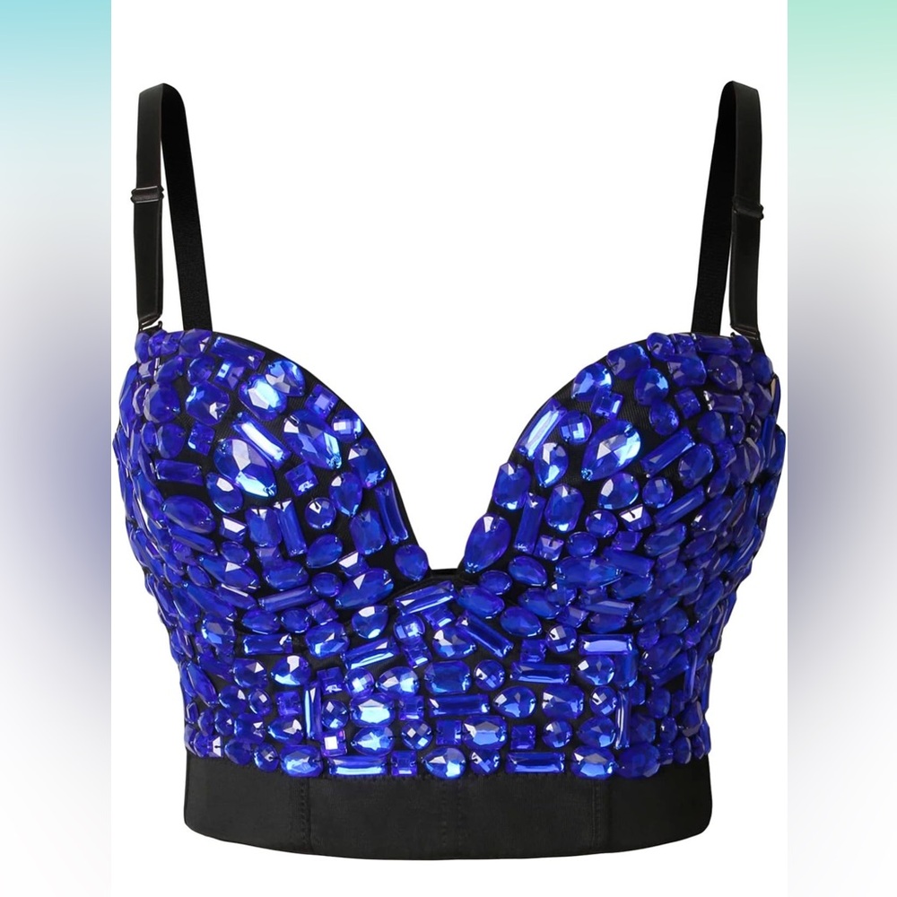 Women's Rhinestone Bustier Crop Top Club Party Corset